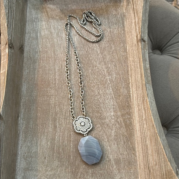 Silver Necklace with Blue Pendant - Picture 1 of 1